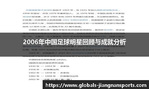 2006年中国足球明星回顾与成就分析